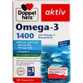 Doppelherz Omega-3 aktiv, hochdosiert, 30 Kapseln, Fischöl mit 285 mg EPA & 190 mg DHA, je Tagesportion 1400 mg
