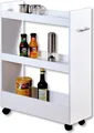 KESPER Nischenregal weiß – 22x60x78cm – mit 3 Ablageböden & Metallgriff –  – 4 Rollen, 2 feststellbar – platzsparend – Küchenregal - 2485213