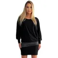 Mississhop Partykleid Damen Minikleid festlich Glitzer Kleid Pulli Tunika S M L XL XXL 9531 schwarz XXL (44)