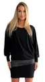 Mississhop 95-31 Damen Minikleid festlich Glitzer Kleid Pulli Tunika Schwarz XXL