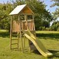 Wendi Toys Kinderspielhaus, Kletterturm "Falke" mit Rutsche und Kletterwand,holz / gelb,