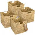 HMF Aufbewahrungskorb, Korb geflochten aus Wasserhyazinthe Seegras | 4er Set | passend für Kallax | 32 x 34,5 x 32 cm