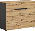 Canu Kommode 2 Schubladen 2 Türen Eiche Nachbildung.