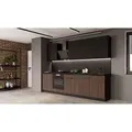 Küche MONZA + SIENA BASIC 280 cm Küchenzeile Küchenblock Einbauküche Nussbaum Okapi matt + Schwarz matt - Braun/Schwarz
