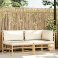 vidaXL 2-tlg. Garten-Lounge-Set mit Kissen Cremeweiß Bambus