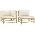 vidaXL 2-tlg. Garten-Lounge-Set mit Kissen Cremeweiß Bambus