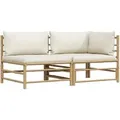 vidaXL 2-Tlg Garten-Lounge-Set mit Kissen Cremeweiß Bambus 313143