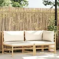 2-tlg. Garten-lounge-set Mit Kissen Cremeweiß Bambus - Vidaxl