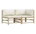 vidaXL Sofaelement 2-tlg. Garten-Lounge-Set mit Kissen Cremeweiß Bambus (1 St)