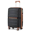 British Traveller Reisekoffer Groß Koffer Trolleys Groß Hartschalenkoffer 100% PP Handgepäck Koffer mit 8 Spinnerräder Rollkoffer 76 * 49.2 * 31cm Suitcase TSA-Schloss Neu Schwarz