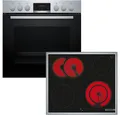 BOSCH Elektro-Herd-Set HND411LS67, mit Backwagen, Backwagen mit ausziehbarer Tür für bequemes Kochen & Backen