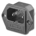 world-trading-net - C14 Kaltgeräte-Einbaustecker IEC 320, 2-polig mit Schutzkontakt, Einbautiefe ca. 23mm, mit Sicherungshalter, Thermoplast, schwarz