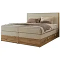 Boxspringbett mit Bettkasten Wood Classic King , creme , Maße (cm): B: 144 H: 120