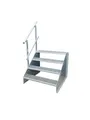 SRM Design Außentreppe 4 Stufen Standtreppe Breite 60cm Höhe 63cm verzinkt eins. Geländer