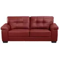 Vente-Unique Sofa, Rot, Leder, Uni, 3-Sitzer, 207x89x93 cm, Wohnzimmer, Sofas & Couches, Sofas