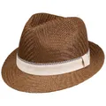 bugatti Revik Trilby Strohhut Strohtrilby Sommerhut Sonnenhut Gartenhut Strandhut Herren - Frühling-Sommer Frühjahr Sommer - L (58-59 cm) braun