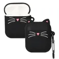 kwmobile Design Schutzhülle für Apple Airpods 1 & 2 Hülle - TPU Silikon Case für Kopfhörer Ladecase - stoßfestes Cover mit Karabiner - Schwar... - Schwarz