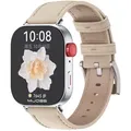 Für Huawei Watch Fit 3 Echt Leder Design Watch Arm Band Beige / Silber
