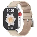 Wigento Smartwatch-Armband Für Huawei Watch Fit 3 Echt Leder Design Watch Arm Band Beige / Silber beige|silberfarben