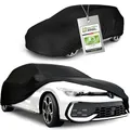 WALSER Abdeckplane Auto All Weather, Abdeckung wasserdicht, 100% wetterfeste PKW Garage Zelt Sommer/Winter, Autoabdeckung Outdoor, Schutzdecke wasserdicht, Autoplane Vollgarage Größe 1 PKW schwarz