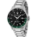 Maserati Herrenuhr Gmt Challenge Etui Stahl 44 MM 100 MT Zwinge Schwarz Grün
