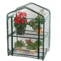Gewächshaus mit 2 Etagen,klein Foliengewächshaus mit Regalen, aufrollbare Tür, 95x69x49cm Anzuchthaus Treibhaus platzsparend Frühbeet für Balkon,Zimmer,Garten