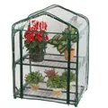 Gewächshaus mit 2 Etagen,klein Foliengewächshaus mit Regalen, 95x69x49cm Balkon
