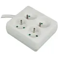 Perel Steckdosenleiste, 4 Steckdosen Typ E, Kabel 1.5 m, 3G1.5, Innenbereich, quadratisch, Weiß