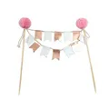 Frau WunderVoll® Kuchengirlande Rosegold mit Wabenball rosa/Topper, Kuchenstecker, Muffin, Geburtstagskuchen, Dekoration, Deko, Kinder, Party, Hochzeit, Hochzeitstorte, Geburtstag