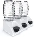 SODACLEAN¨ Premium 3er Flaschenhalter Kunststoff Hochglanz | Abtropfhalter fŸr Soda Stream Aarke Emil Flaschen mit Deckelhalterung | Abtropfgestell Crystal Easy Power (Weiss Hochglanz)