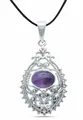 mantraroma Kettenanhänger 925 Silber Amethyst lila Stein Edelstein Damen Sterling Silber Halskette Anhänger Geschenk (MAH-132-01)