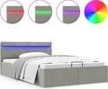 vidaXL Bett mit Bettkasten Hydraulisch LED Hellgrau Stoff 140x200 cm