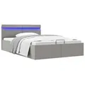 vidaXL Bett mit Bettkasten Hydraulisch LED Hellgrau Stoff 140x200 cm