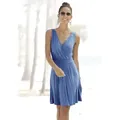 Jerseykleid BEACHTIME, Damen, Gr. 36, N-Gr, blau, Jersey, Obermaterial: 95% Viskose, 5% Elasthan, unifarben, feminin, figurumspielend kniefrei, tiefer V-Ausschnitt, ohne Ärmel, Kleider, mit tiefem V-Ausschnitt in Wickeloptik, Sommerkleid, Basic