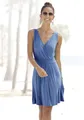 Jerseykleid, mit tiefem V-Ausschnitt in Wickeloptik, Sommerkleid, Basic, Gr. 36 - N-Gr, blau N-Gr