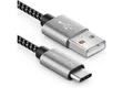 deleyCON 2m USB-C Kabel Nylon Ladekabel Datenkabel USB Typ C Handy Smartphone USB-Kabel