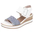 Remonte ELLE-Collection Sandalette, Sommerschuh, Sandale, Bequemschuh mit Klett unter der Zierschnalle blau|weiß 37 EU
