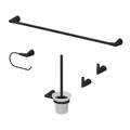 Vicco Badzubehör-Set Tauri, Schwarz, 5 Teile, besteht aus WC-Papierhalter, Toilettenbürste, Handtuchhalter breit und 2 Haken