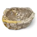 Waschbecken Versteinertes Holz 43x36cm Naturstein Aufsatz Becken Gäste WC / Bad