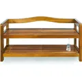 Schuhregal Fsc®-zertifiziert Akazien Holz Massiv Bad Diele Flur Bad Schuhschrank Schuhaufbewahrung Schuhständer Braun 2 Regalböden - Casaria
