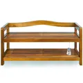 Casaria® Schuhregal mit 2 Ebenen 75x26x42cm FSC®-Zertifiziert Akazien Holz Massiv Bad Diele Flur Bad Schuhschrank Schuhaufbewahrung Schuhständer Braun