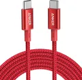 Neu Nylon USB-C zu USB-C 100W Kabel (10 ft) Rot