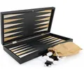 Luxus Backgammon XXL Spielbrett – Klassisches Brettspiel aus Holz & kratzfestem Kunstleder, 48 x 48,5 cm, klappbar mit Magnetverschluss, inkl. Steinen & Würfeln – Handarbeit aus der Türkei