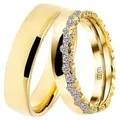 DOOSTI Trauring Schmuck Geschenk Silber 925 Trauring Ehering Partnerring LIEBE, wahlweise mit oder ohne Zirkonia gelb|goldfarben 52