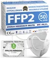 ADESTE - 50 FFP2 Masken, hygienische 5-lagige Staubschutzmaske, EN149:2001+A1:2009 Mundschutzmaske EU2016/425, weiß, Atemschutzmaske, Einzelne versiegelte Beutel