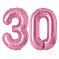 luftballon zahlen 30 jahre | Rosa Folienballon-40"-101cm 30 Geburtstagsdeko -30 Ballon Zahl Deko zum Geburtstag fliegt mit Helium 30.Geburtstag für Männer Frauen 30.Geburtstagsparty Jubiläum