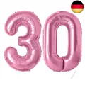 luftballon zahlen 30 jahre | Rosa Folienballon-40"-101cm 30 Geburtstagsdeko -30
