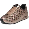 Skechers UNO-LIVE COLORFULLY Sneaker Freizeitsneaker, Schnürschuh mit allover Herzen-Print goldfarben|rosa 38 EU