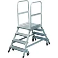 Iller Podestleiter Fahrbar Mit Gefederten Lenkrollen Beidseitig Begehbar Aluminium 7 Stufen