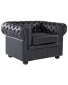Klassischer Sessel im englischen Stil Echtleder schwarz Chesterfield